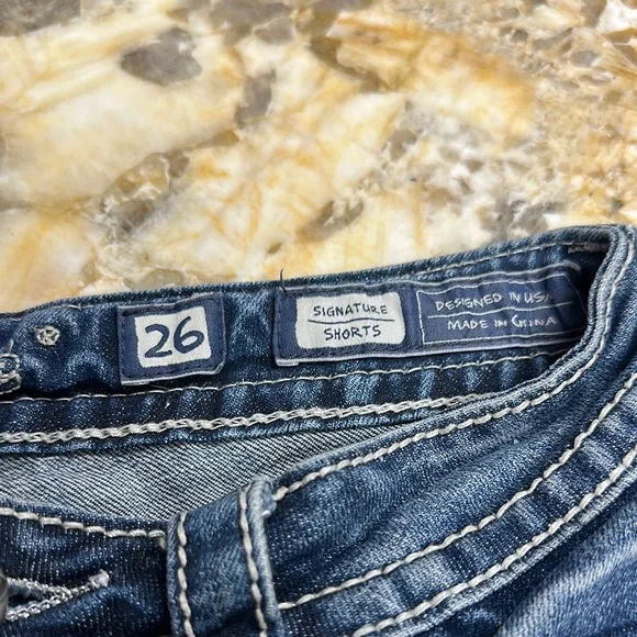 Miss Me Denim Shorts with American Flag Accents - Picture 3 of 4